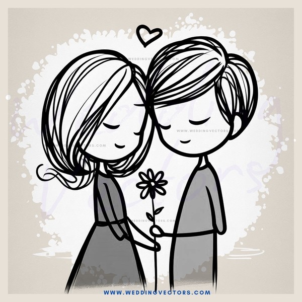 two people hugging with a flower
