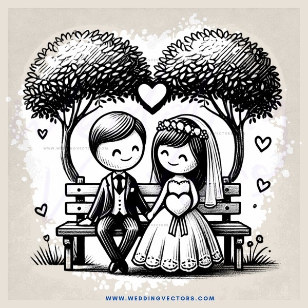couple sitting on bench under trees