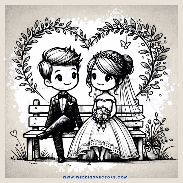a couple's wedding day portrayal in black and white