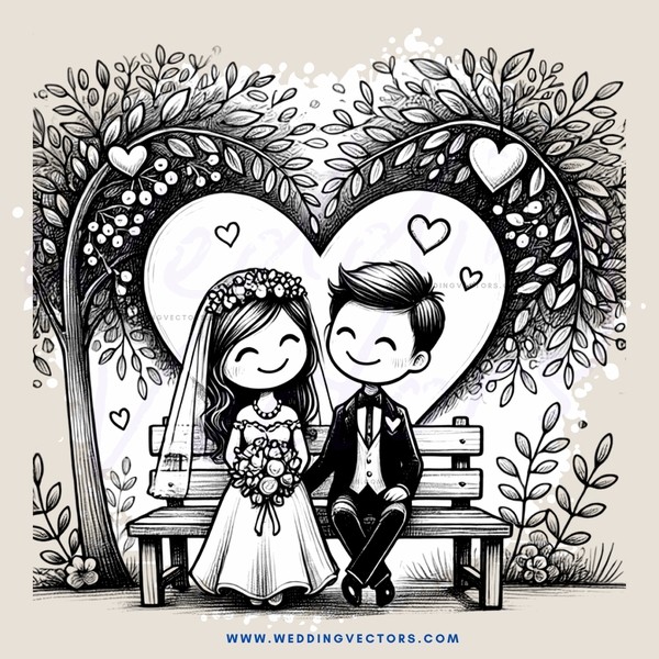 heart and bench with wedding ring