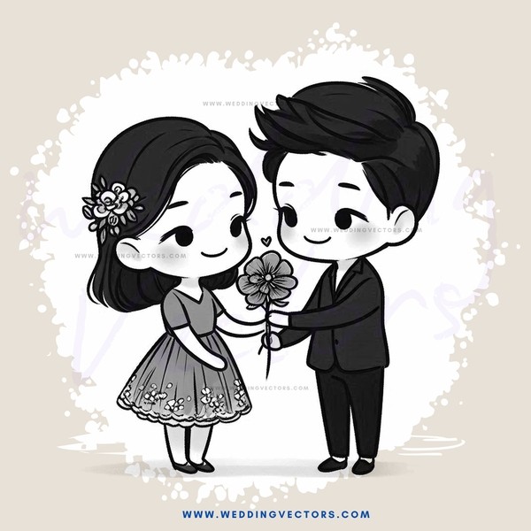 lovers hold flower and handkerchief together