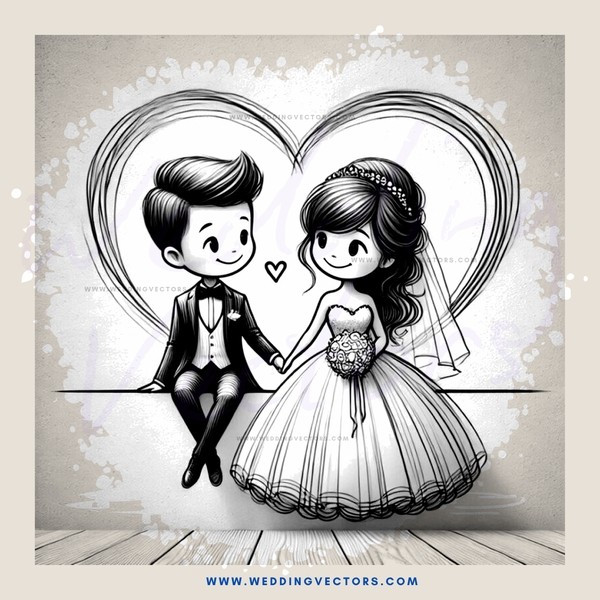 a couple in black and white wedding attire