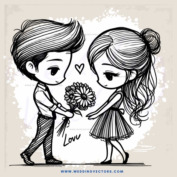 young couple exchange flower vows