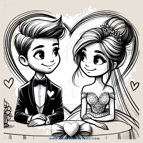 a couple sitting together with hearts drawn on their chests