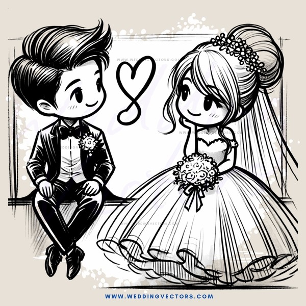 the bride and groom sitting down together