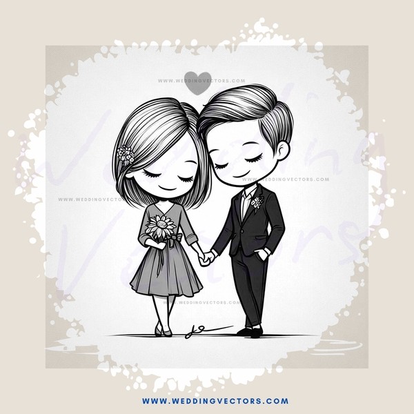 a couple holding hands in profile