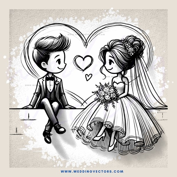 wedding gift box design with two people sitting on left side