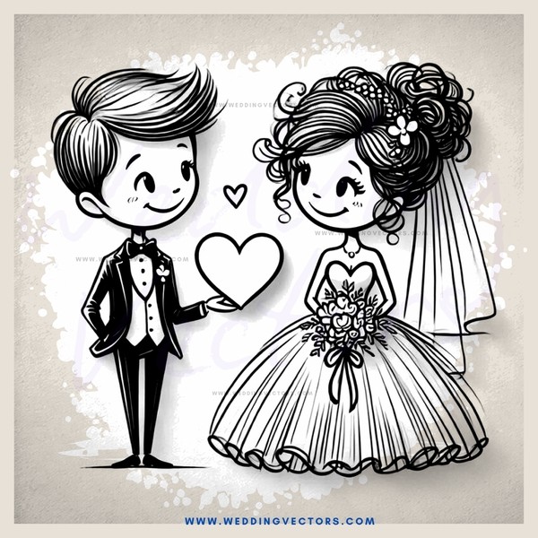 wedding couple holding hands and hearts