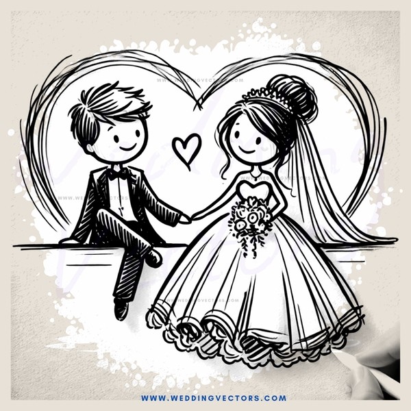 black and white cartoon engagement ring