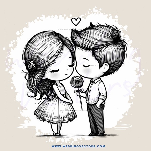 couple kissing with flowers in their hands