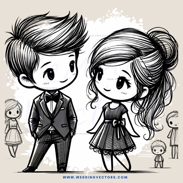 a cartoon couple and their children