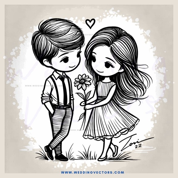 boy and girl holding flower