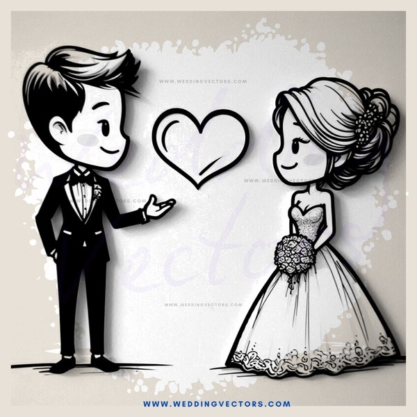 a boy and girl posing with hearts and rings on them