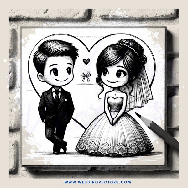 wedding couple portrait in black and white