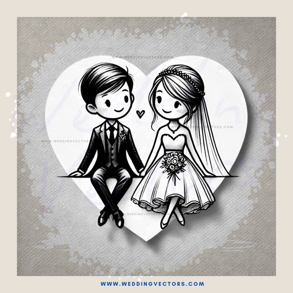 a heart shaped couple drawing