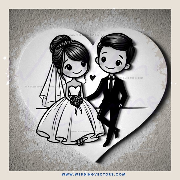 a black and white wedding illustration