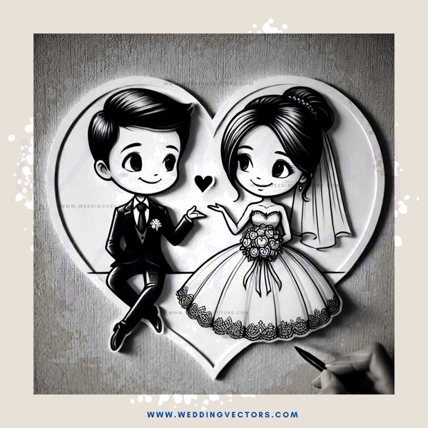 a heart shaped cutout of two people
