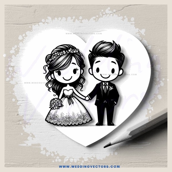 a couple's illustration with a writing utensil