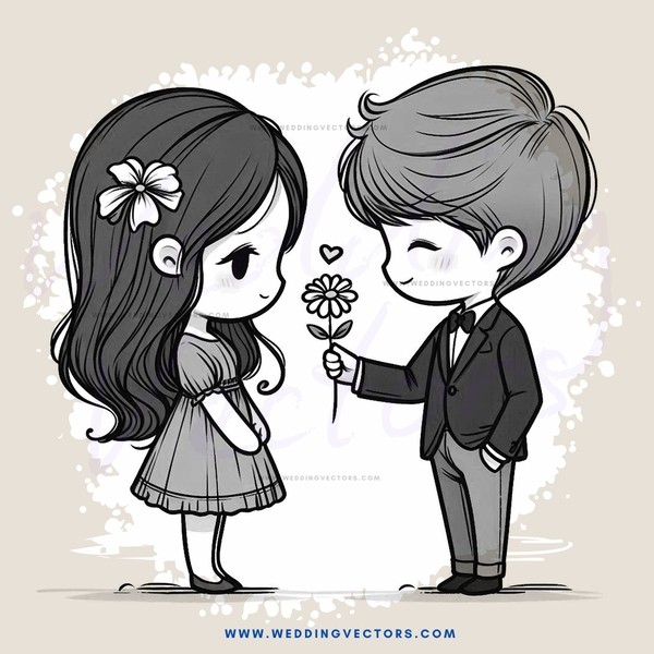 love story in cartoon style