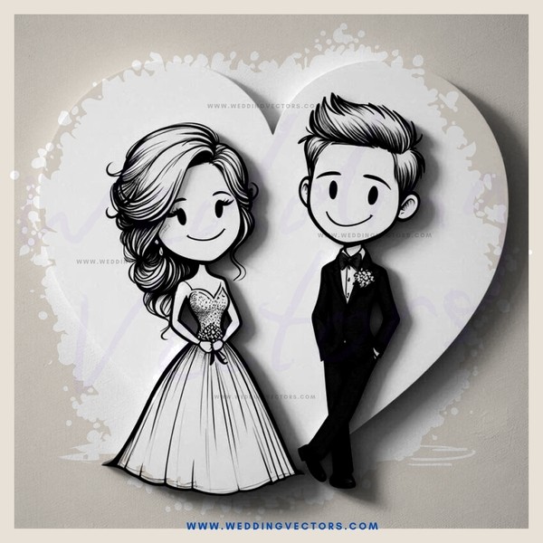 a heart shaped drawing of a couple
