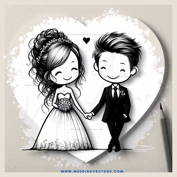 a couple in their wedding attire