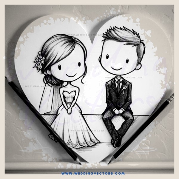 bride and groom heart clip art
