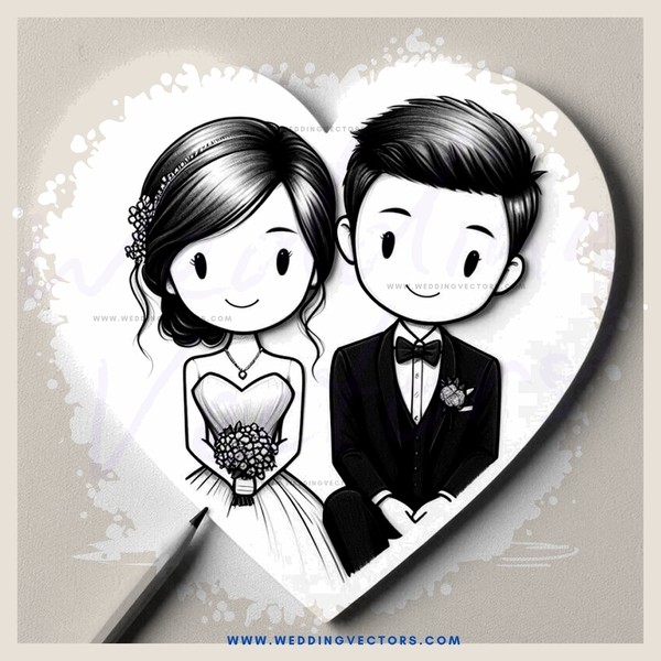 heart clip art - couple cartoon sketch