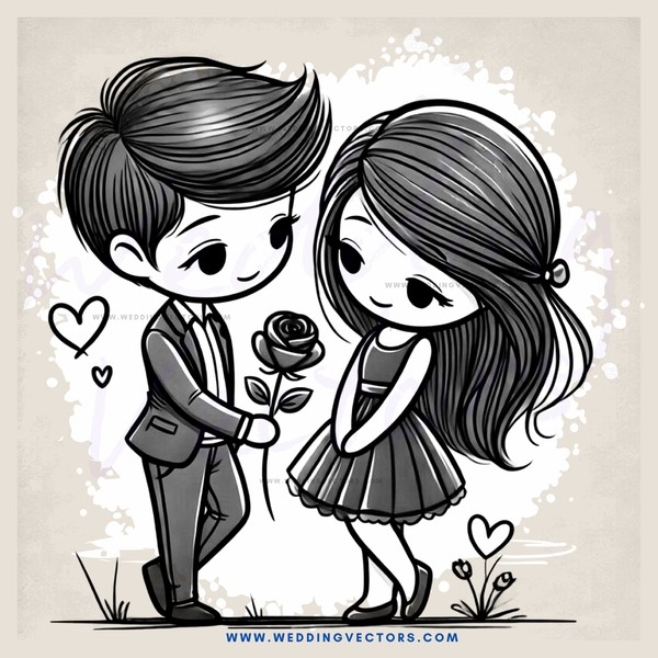 boy and girl holding flower