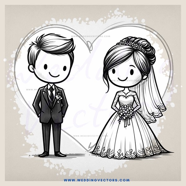 a wedding couple cartoon art