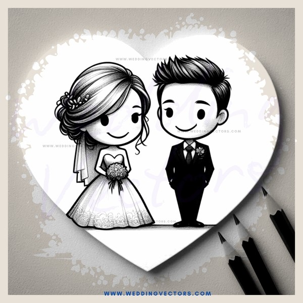 a bride and groom in black and white