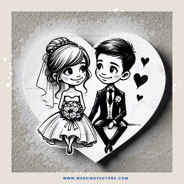 a couple sitting together on a heart shaped frame