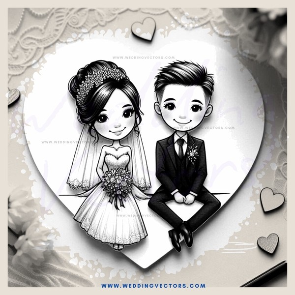 a heart shaped card with an engagement photo and bride & groom