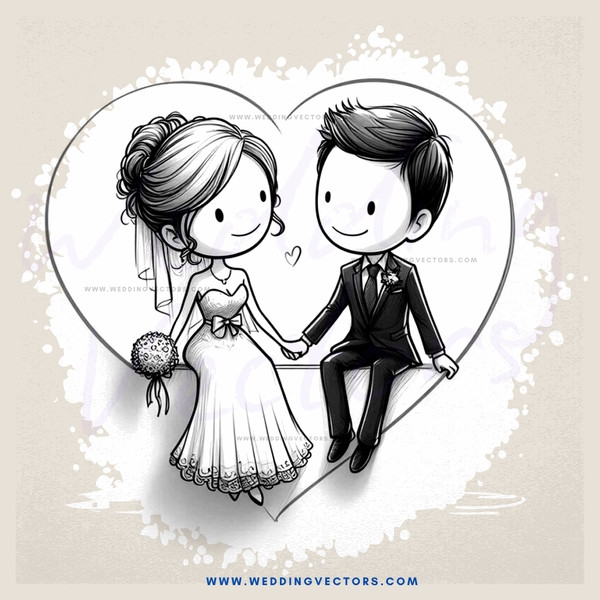 cartoon heart shaped couple hugging
