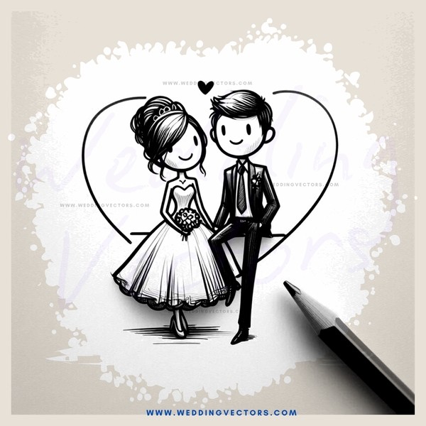 black and white heart drawing