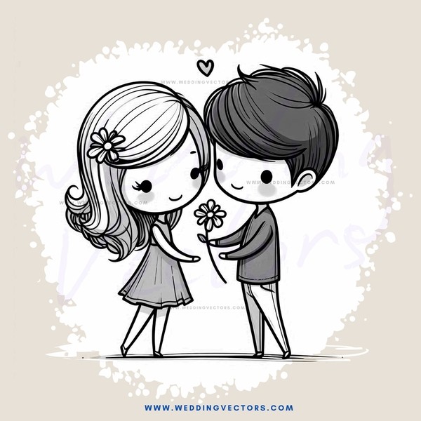 a boy and girl hold flowers