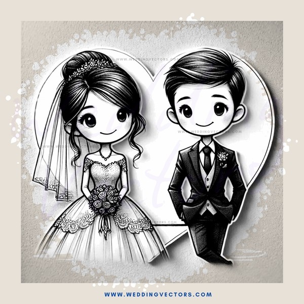 a couple's wedding illustration