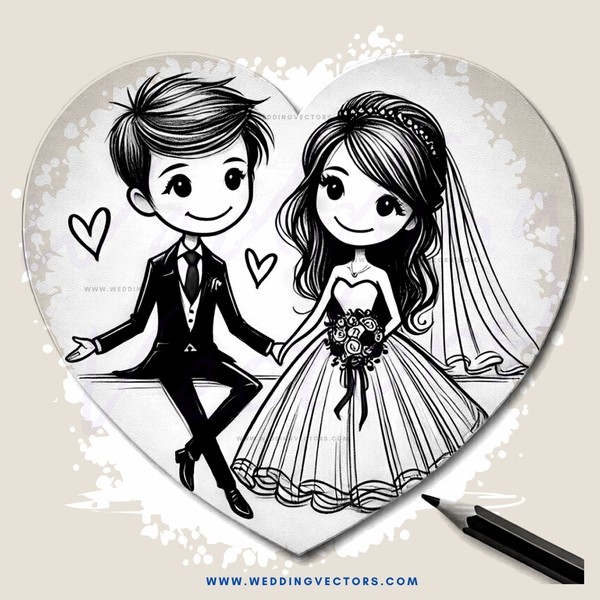 wedding cartoon hearts