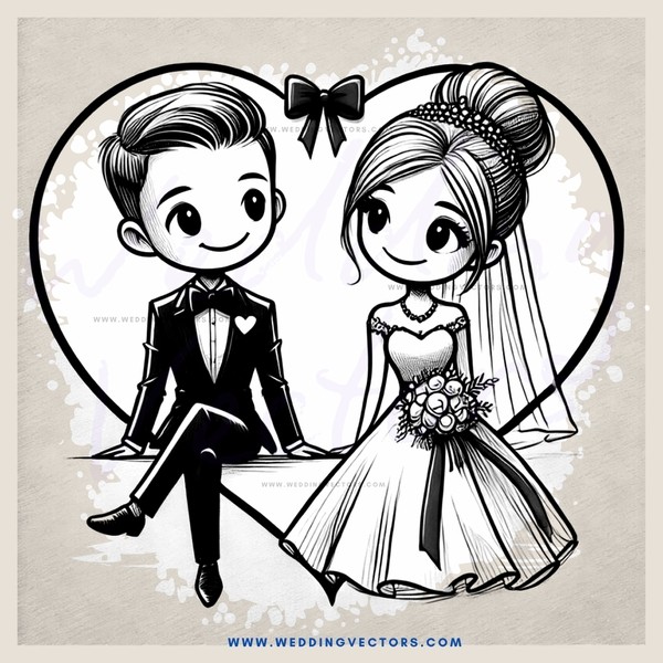 a bride and groom sitting in lace hearts