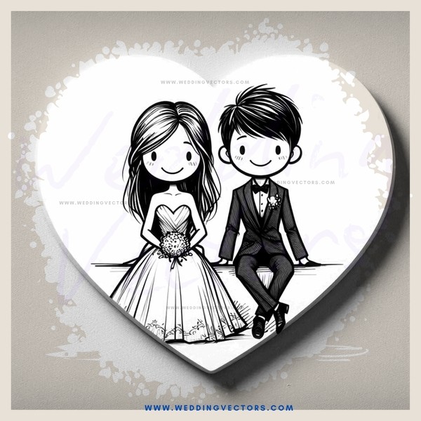 a happy couple sitting together on a white background