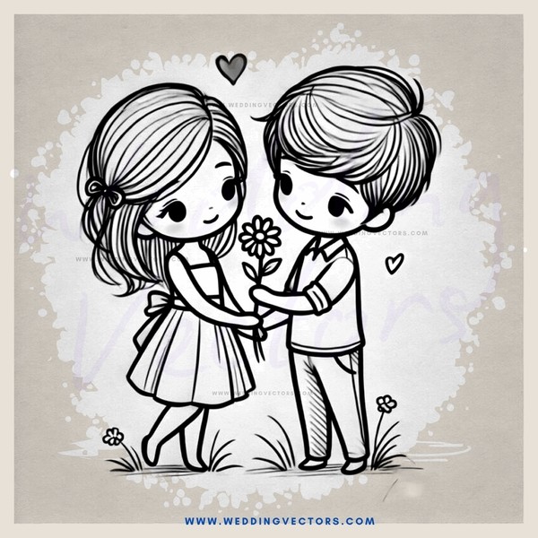 a couple holding hands and flowers