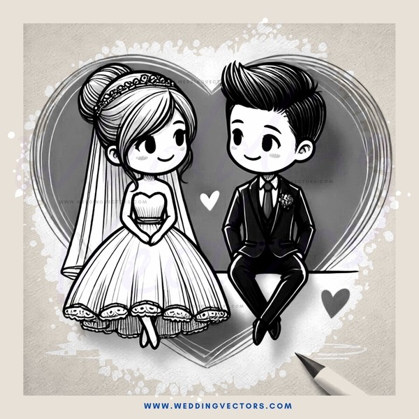 wedding picture drawing in paper