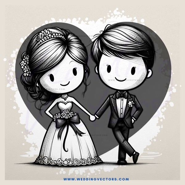 couple holding hands in wedding attire