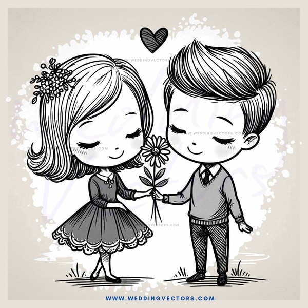 couple holding flowers and dating each other