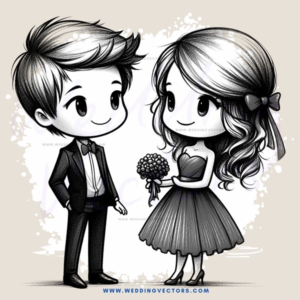 a boy and girl on their wedding day