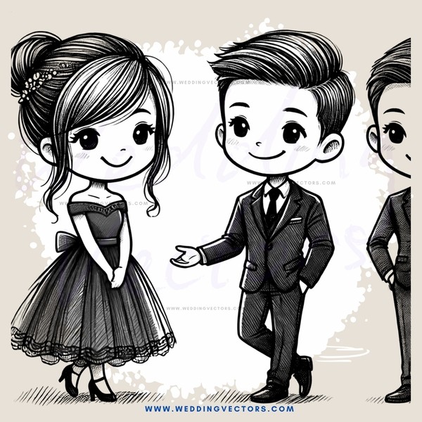 a boy and girl in formal wear