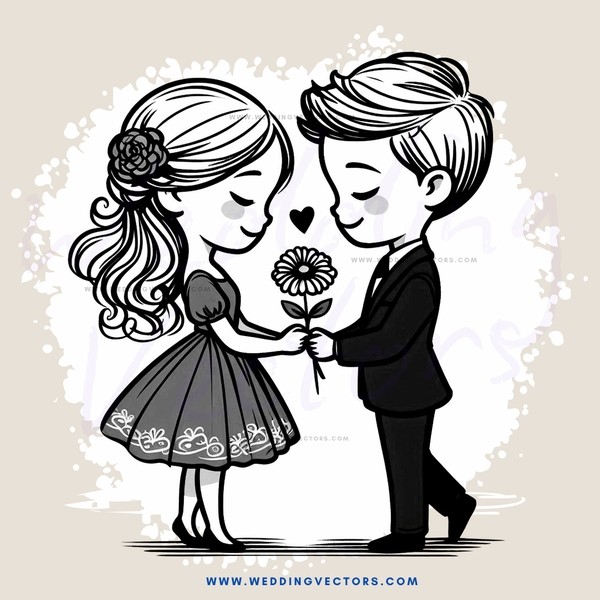 a couple sharing a flower