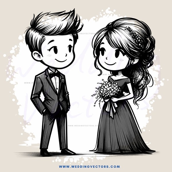 a boy and girl holding flowers
