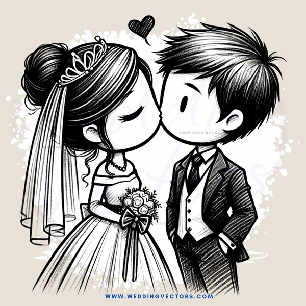 couple kissing with vows and flowers