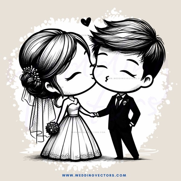 couple's kissing portrait in black and white