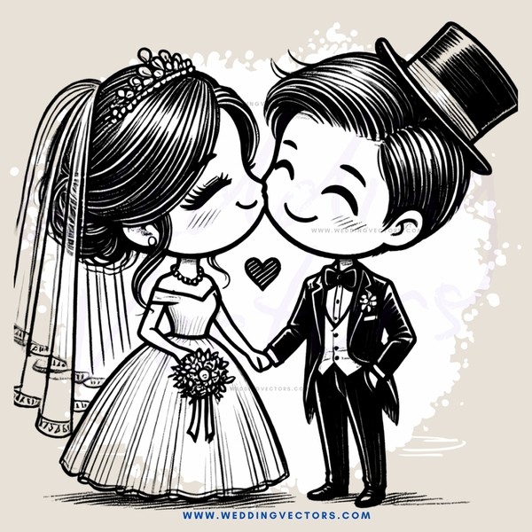 a cartoon wedding scene